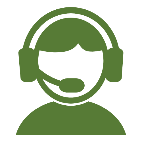 Outline of a person wearing a headset on a green background