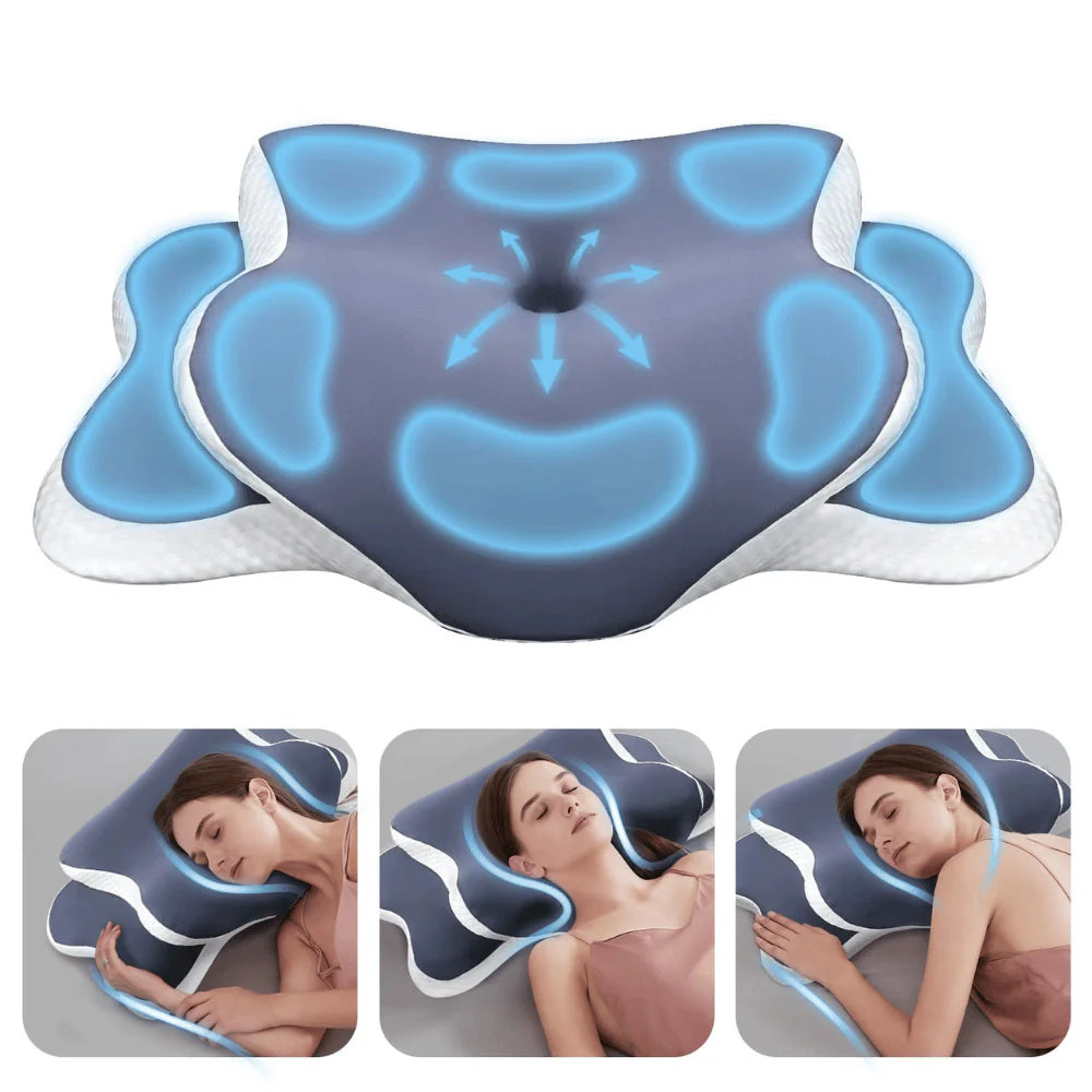 Orthopedic Memory Pillow with ergonomic contour design for neck pain relief and proper sleeping alignment