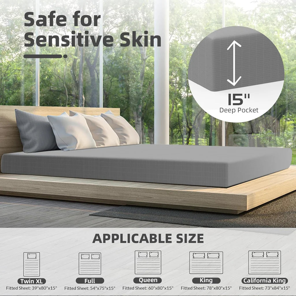 Grounding Fitted Bed Sheet in multiple sizes with deep pocket fit for comfortable grounded sleep support